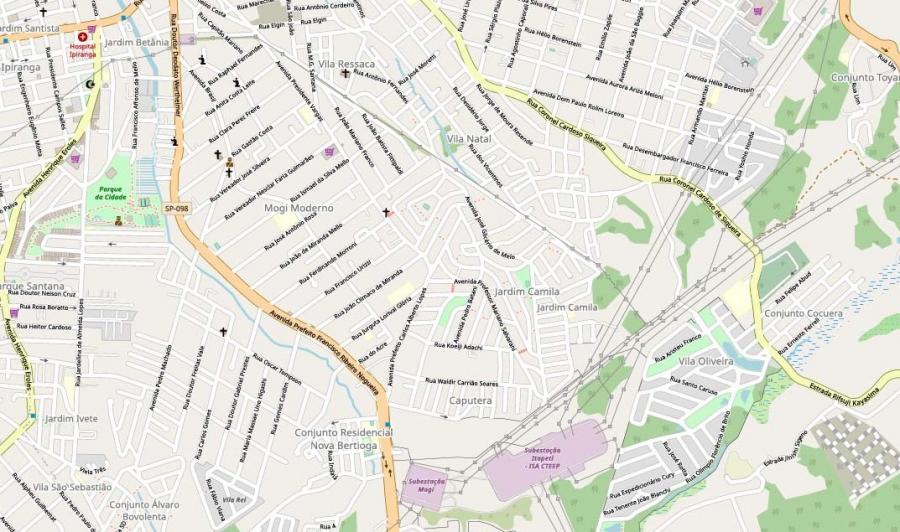 Mapa de Mogi das Cruzes SP 115 cm x 114cm (altura) Citimaps