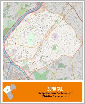 Mapa Digital Bairro Santo Amaro - Município São Paulo - SP  67 cm (comprimento) x 81 cm (altura)    