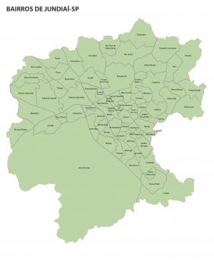 Mapa Cidade de Jundiaí - Bairros - SP.  67 cm (comprimento) x 85 cm (altura)    