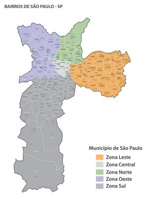 Mapa Cidade de São Paulo - Bairros  67 cm (comprimento) x 84 cm (altura)    