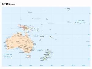 Mapa Continente da Oceania  120 cm (comprimento) x 90 cm (altura)    