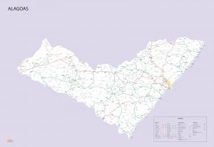 Mapa Político Rodoviário de Alagoas  97 cm (comprimento) x 67 cm (altura)    