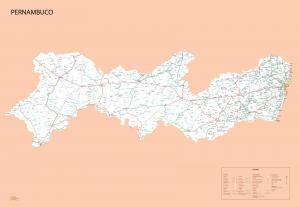 Mapa Político Rodoviário de Pernambuco  97 cm (comprimento) x 67 cm (altura)    
