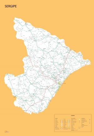 Mapa Digital Político Rodoviário de Sergipe  67 cm (comprimento) x 97 cm (altura)    
