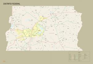 Mapa Político Rodoviário do Distrito Federal  97 cm (comprimento) x 67 cm (altura)    