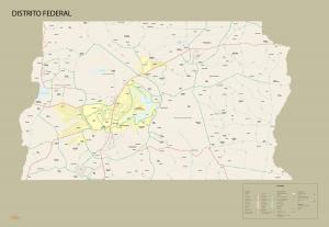 Mapa Digital Político Rodoviário do Distrito Federal  97 cm (comprimento) x 67 cm (altura)    