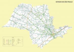 Mapa Político Rodoviário Estado de São Paulo  97 cm (comprimento) x 67 cm (altura)    