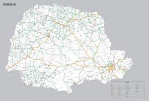 Mapa Político Rodoviário Estado do Paraná  97 cm (comprimento) x 67 cm (altura)    