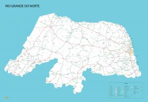 Mapa Político Rodoviário do Rio Grande do Norte  97 cm (comprimento) x 67 cm (altura)    