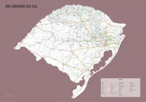 Mapa Político Rodoviário do Rio Grande do Sul  97 cm (comprimento) x 67 cm (altura)    