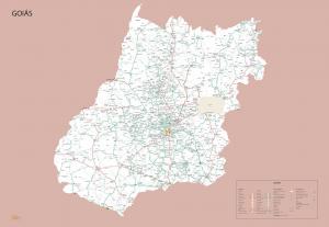 Mapa Político Rodoviário Estado de Goiás  97 cm (comprimento) x 67 cm (altura)    
