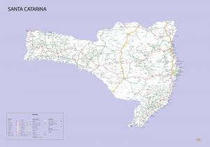 Mapa Político Rodoviário Estado de Santa Catarina  97 cm (comprimento) x 67 cm (altura)    