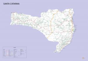 Mapa Digital Político Rodoviário Estado de Santa Catarina  97 cm (comprimento) x 67 cm (altura)    
