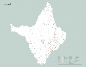 Mapa Político Rodoviário Estado do Amapá  85 cm (comprimento) x 67 cm (altura)    