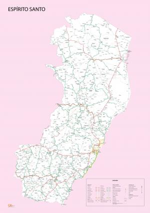 Mapa Digital Político Rodoviário Estado do Espírito Santo  67 cm (comprimento) x 97 cm (altura)    