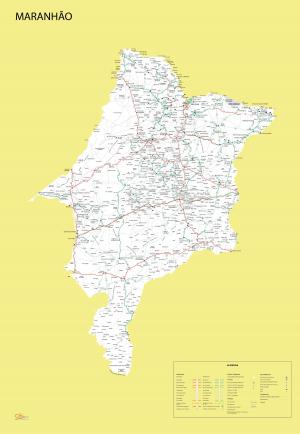 Mapa Digital  Político Rodoviário Estado do Maranhão  67 cm (comprimento) x 97 cm (altura)    